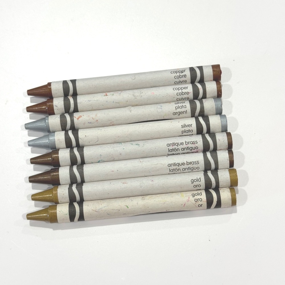 Crayola Metallic Crayon Set 8 Count Gold Silver Copper Antique Brass